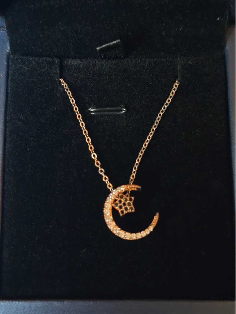 Crescent Star Sterling Silver s925 with Rose gold color plating.